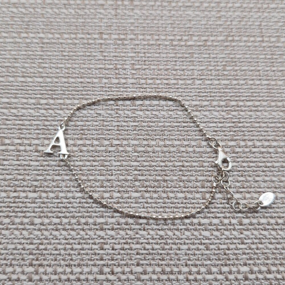 6.5+1 Inch Sterling Silver A Letter Name Chain Bracelet A5014